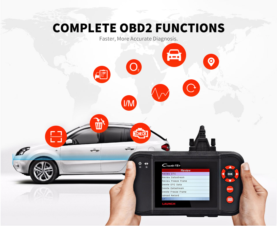 Start Creader VII+ complete OBD2-functies